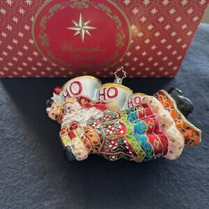 CHRISTOPHER RADKO COLORFULL ORNAMENT #101: SANTA CLAUS: BANNER HOLIDAY
